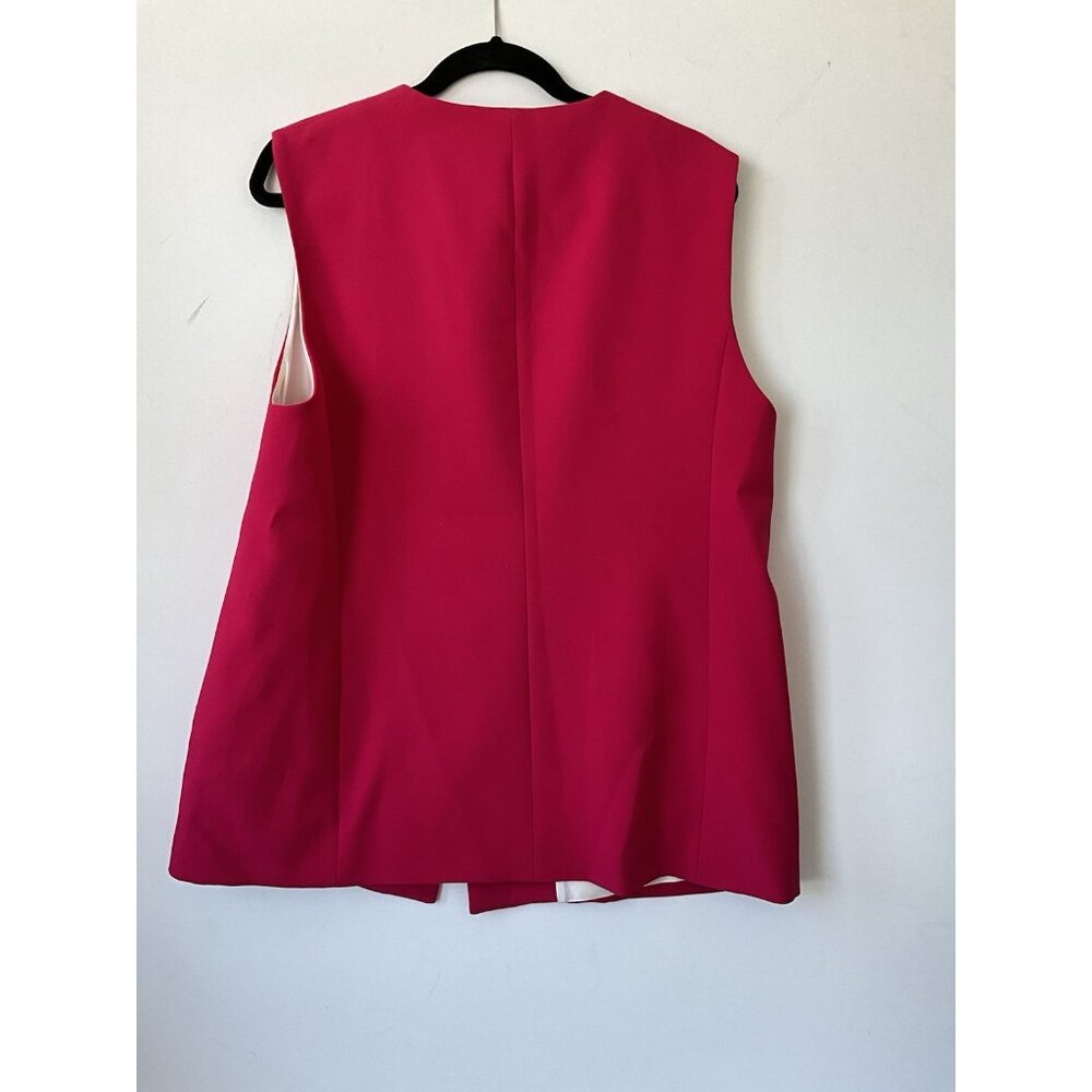 ZARA Oversized Vest Womens XL Pink Three Button Sleeveless NWT Classic - Picture 3 of 5